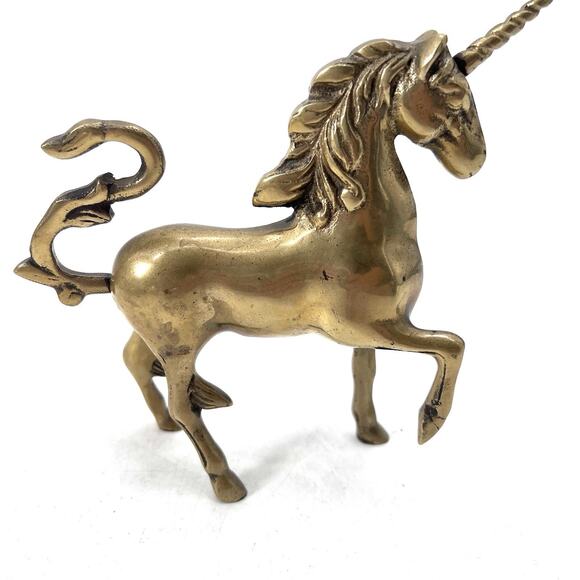 Vintage Solid Brass Unicorn Sculpture Figurine Fantasy Mythical Decor - Picture 7 of 13